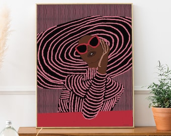 Imani in Pink - Wall Art  - Black Art - Black Woman Art