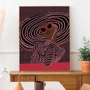 Imani in Pink - Wall Art  - Black Art - Black Woman Art