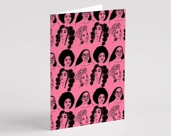 Black Girl Cuties Patterned Greeting Card by DorcasCreates