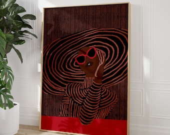 Imani in Brown Art Print: Vintage Fashion Illustration