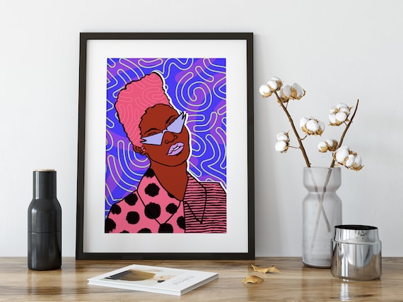 Roxanne Art Print: Black Girl with Afro Hair - Giclée Quality
