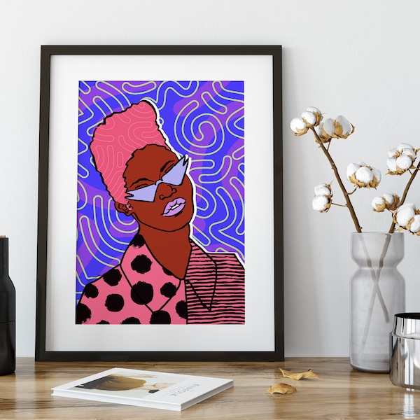 Rjanne Art Print - Schwarzes Mädchen - Schwarze Kunst - Afro Haar - Naturhaar