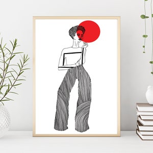 True - Fashion Illustration - Fashion Art - Wall Art - Black Girl Magic - Monochrome - Black and White - Black Art - Black Woman - African