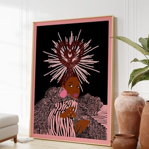 Star Art Print (Pink Edit) - Wall Art  - Black Art - Black Woman Art