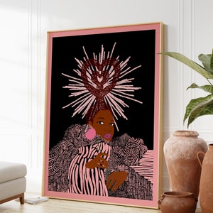 Star Art Print Pink Edit Wall Art Black Art Black Woman Art image 1