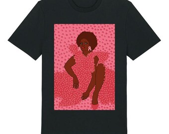 Gabrielle - Black Art T-shirt - Graphic Unisex Tee  - Organic Cotton - Sizes XS to 5XL
