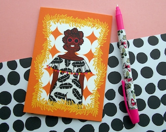 Birthday Card - Birthday Girl - Black Girl Magic - Tropical - African Inspired - Melanin Magic - Black Art - Wax Print - Natural Hair Art