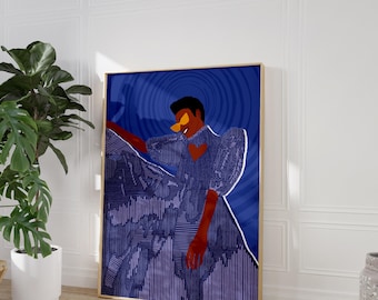 Black Woman Art Print: Amina - Indigo Fashion Illustration