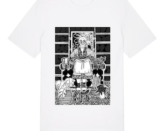 Aunty V -  Black Art T-shirt - Graphic Unisex Tee  - Organic Cotton - Sizes XS to 5XL