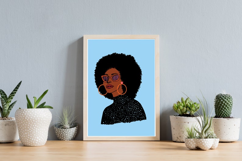 Kara Art Print Black Girl Black Art Afrocentric Art image 1