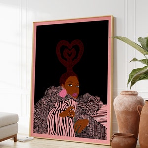 Star Art Print Pink Edit Wall Art Black Art Black Woman Art image 2