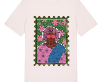 Iya Stamp - Black Art T-shirt - Graphic Unisex Tee  - Organic Cotton - Sizes XS to 5XL
