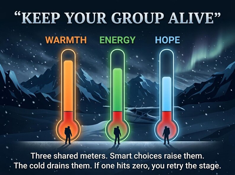 Winter Survival Game, Alaska Blizzard Adventure, Solo or Team Play, HTML Game and PowerPoint, Instant Digital Download image 4