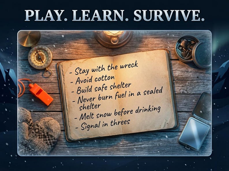 Winter Survival Game, Alaska Blizzard Adventure, Solo or Team Play, HTML Game and PowerPoint, Instant Digital Download image 9