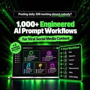 AI Prompts for Viral Social Media Content | Workflow Library: Facebook, Instagram, TikTok, X & LinkedIn