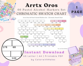 Arrtx OROS 66 Pastel Marker Swatch Chart | Chromatic Color Codes (Printable PDF)