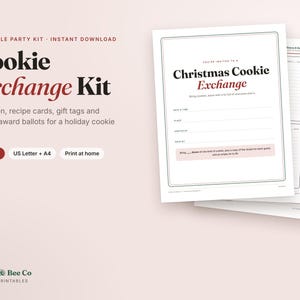 Christmas Cookie Swap Kit, Holiday Party Invitation, Recipe Cards, Gift Tags, Award Ballots (PDF) image 1
