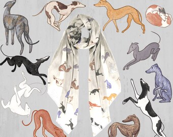 Whippet Scarf Perfect Gift Embroidered by Dogmania Whippet Scarf Perfect Gift Embroidered by Dogmania