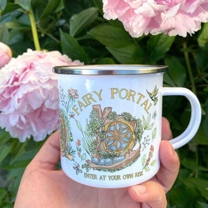 Fairy Garden Enamel Mug | Nature Lover Gift | Flower Mugs | Gardener Gifts | Fairy Mug | Plant Mom Mugs | Cottagecore Gift | Fairycore Mug