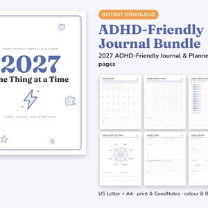 Pacchetto diario 2027 adatto all'ADHD, menu della dopamina, agenda GoodNotes (download digitale)