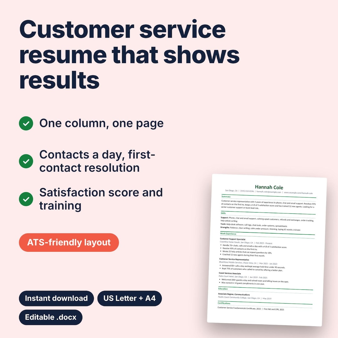 Client Service Cv Example Customer Service Resume Template, Customer Support CV, Call Center ...