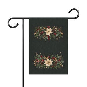 Gartenflagge mit Winter-Weihnachtssternkranz | Hausbanner