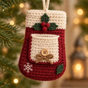 Crochet Christmas Memory Pocket Ornament Pattern, Cottagecore Keepsake (PDF)