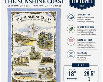 Paño de cocina de algodón vintage de Hannah & Company, Sunshine Coast, Essex, Inglaterra (Recuerdo)