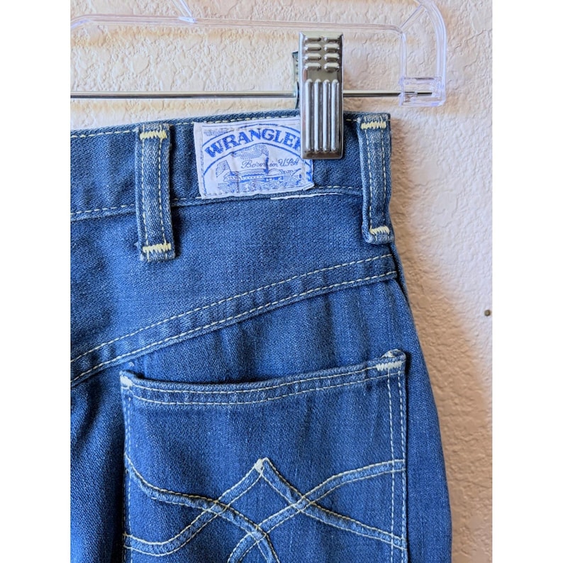 Vintage Wrangler No-Fault Jeans Girls 11 High Rise Wide Leg Blue Denim USA Made image 7