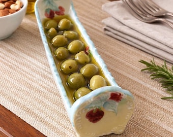 Vintage Ruth Little 1983 handmålad jordgubbs- och sellerifat i porslin