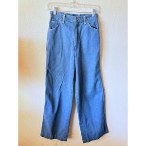 Vintage Wrangler No-Fault Jeans Girls 11 High Rise Wide Leg Blue Denim USA Made image 2