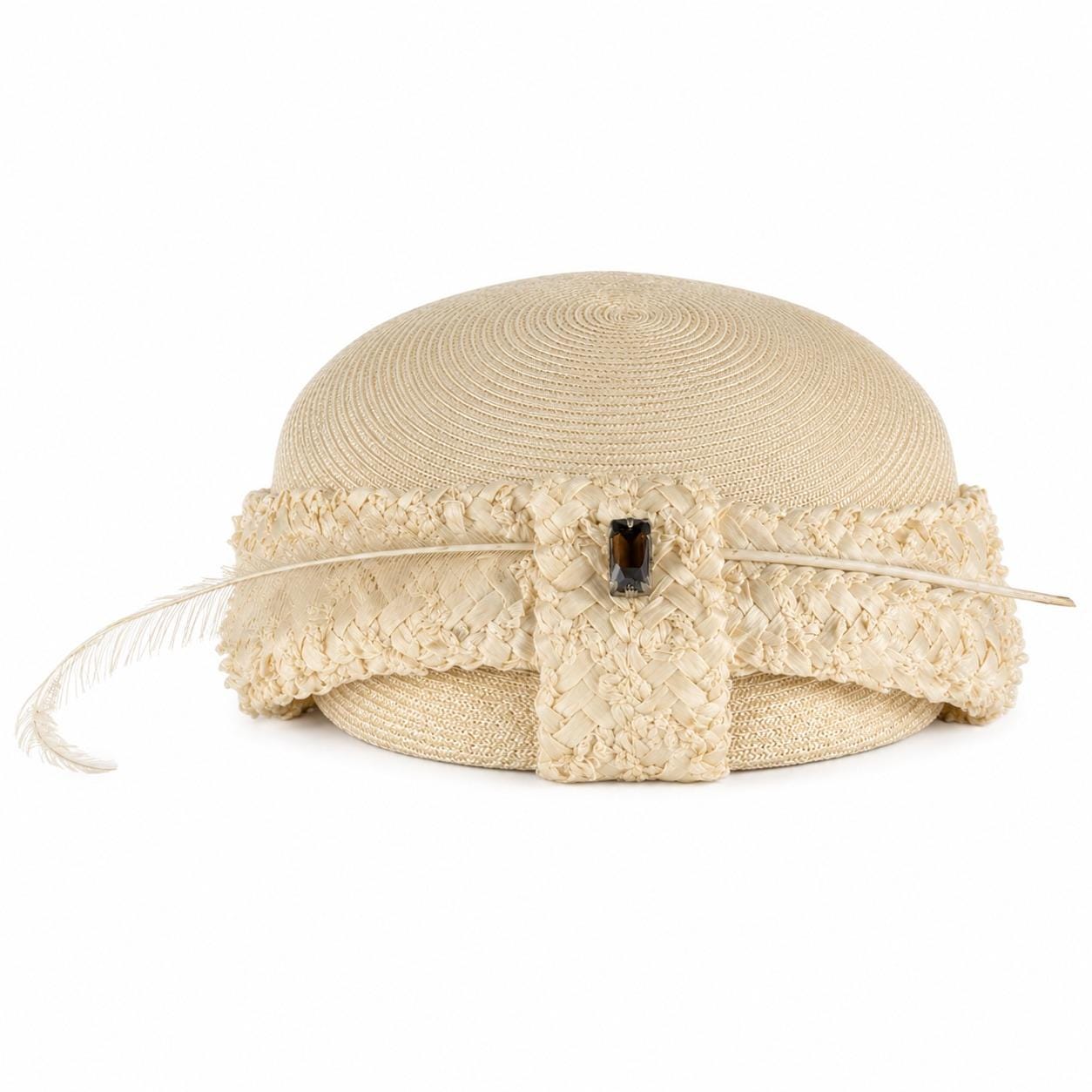 Dana Marle Pillbox Hat Womens OS Black Cream Good Vintage Striped Straw Bow Pillbox Synthetic 1960s Vintage Hats for Women for sale | eBay main image 4
