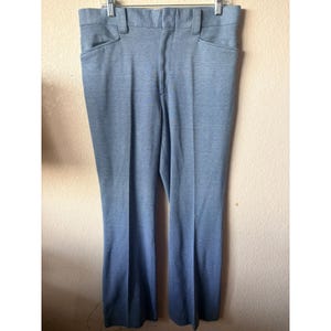 Vintage Mens 34 Blue Textured Knit Trousers Straight Leg Flat Front Levis Slim