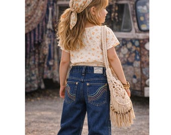 Pantalones vaqueros vintage Wrangler No Fault Junior, joggers de mezclilla azul con bolsillo arcoíris, talla 5