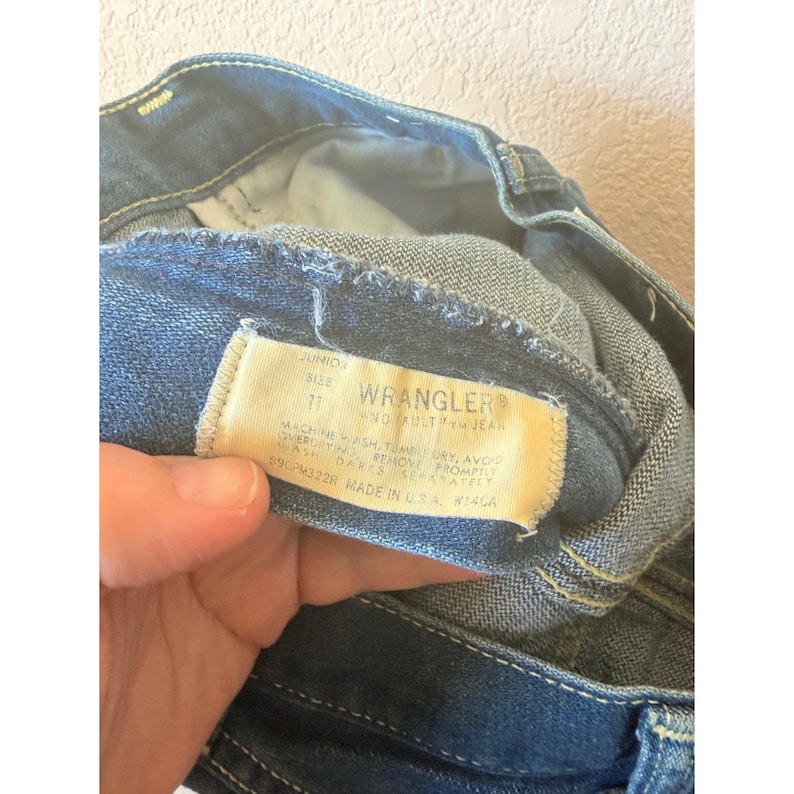 Vintage Wrangler No-Fault Jeans Girls 11 High Rise Wide Leg Blue Denim USA Made image 6