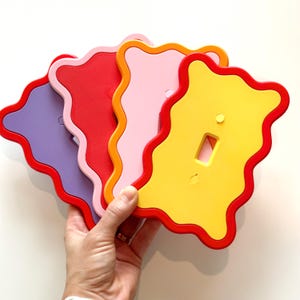Toggle Switch Plate Cover, Wavy Two Tone Toggle Light Switch Plate with Raised Rim, Oversized Matte Wall Plate, Rocker and Outlet Covers Too