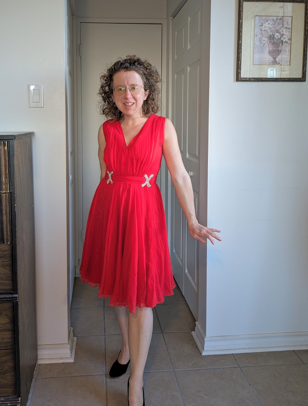 1960s Organza Ruffled Mini Party Dress main image 1