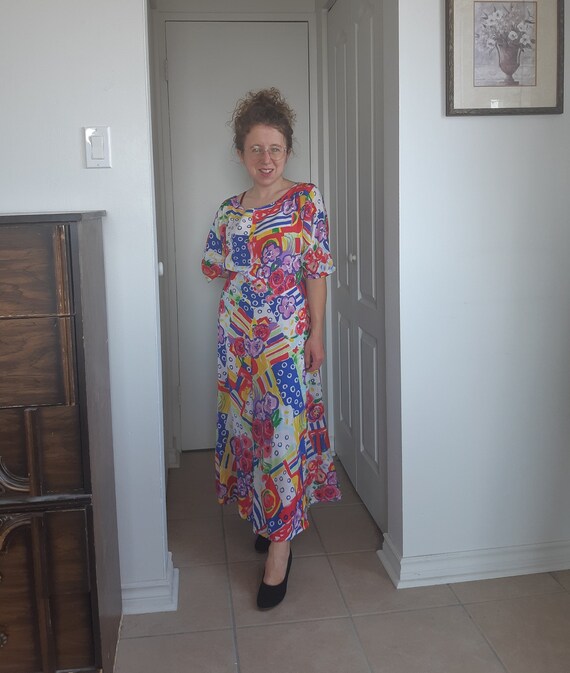 Linda Lundstrom Dress. 1980s Does 1950s. Floral Faux … - Gem