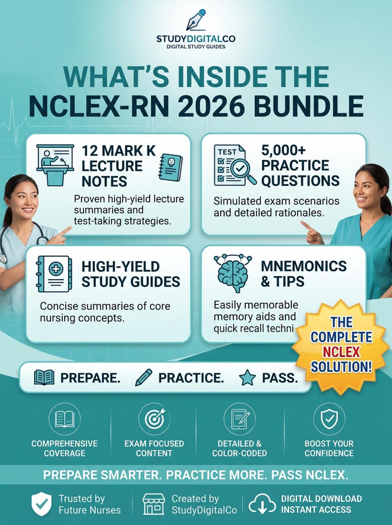 NCLEX-RN 2026 Study Bundle | Mark K Notes + Practice Questions + Exam ...