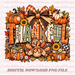 Preppy Thankful Polka Dots PNG, Coquette Floral Autumn PNG, Retro Fall Pumpkin Gingham Png, Thanksgiving png, Turkey Png, Leopard, Bow