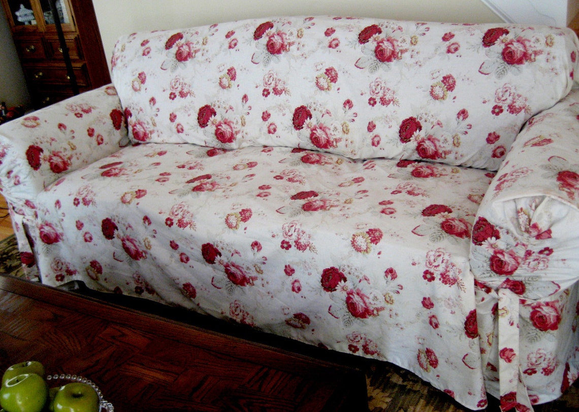 Slipcover Waverly Sofa Norfolk Rose Pattern Sure Fit Retro Etsy