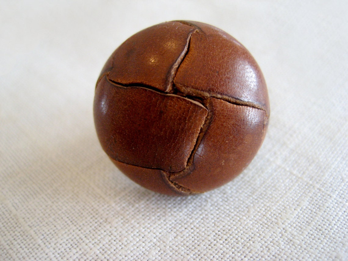 3 Vintage Leather Buttons 3 Brown Leather Wrapped Leather Etsy