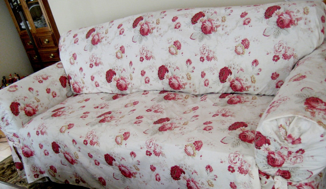 Slipcover Waverly Sofa Norfolk Rose Pattern Sure Fit Retro Etsy