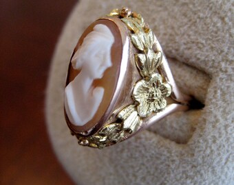 10K Yellow Gold Cameo Ring - Antique Cameo Gold Ring - 1920's Cameo Ring - Art Deco Jewelry - Gold Cameo Antique Victorian Ring