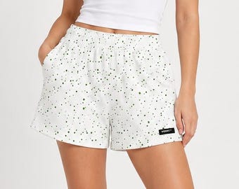 MOMOT MONEY - Unisex Cotton Shorts, Green Dot Print