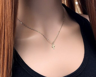 Dainty Cross necklace, gold, Christian gift, Easter gift, minimalist, baptism gift, gift for her