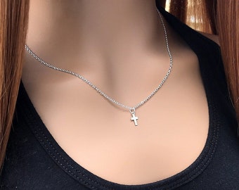 Dainty Cross necklace, silver, Christian gift, Easter gift, minimalist, baptism gift, gift for her