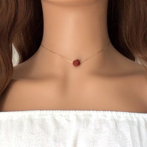 Minimalist Red Jasper Crystal Necklace - Dainty Jewelry Gift Idea For Her