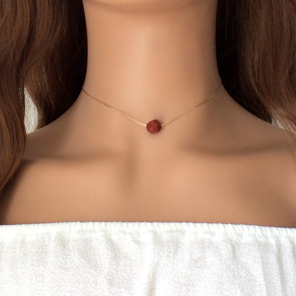 Red Jasper choker necklace 14k gold filled - Root Chakra - dainty necklace