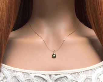 Peridot choker necklace, August birthstone, 14k Gold filled